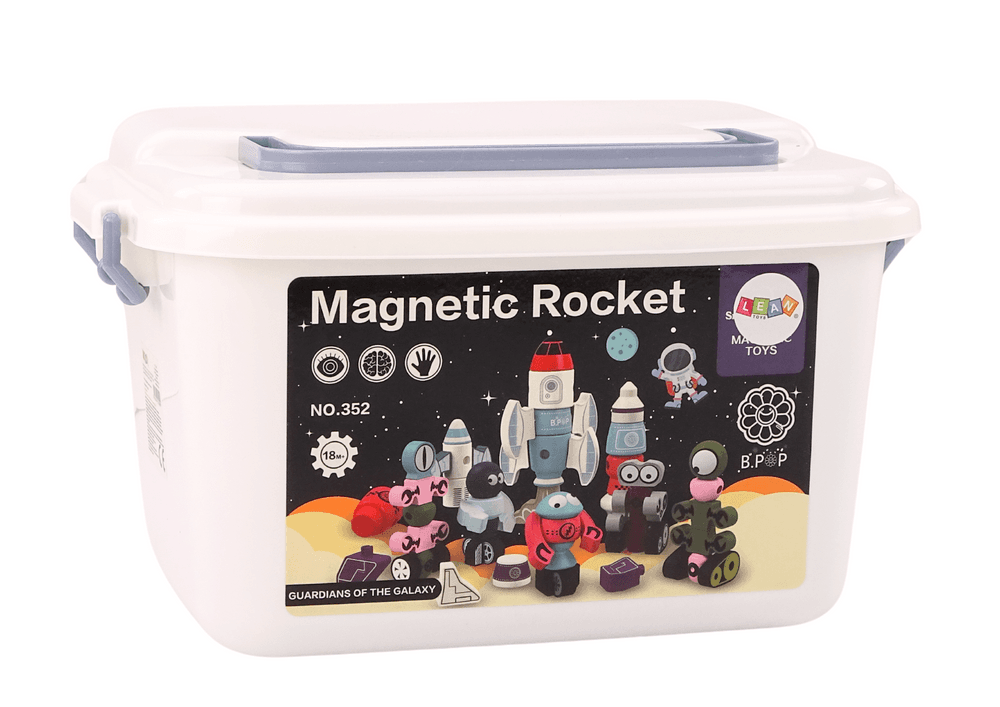 LEAN TOYS Magnetne kocke Vesolje Raketa, 56 kosov 3