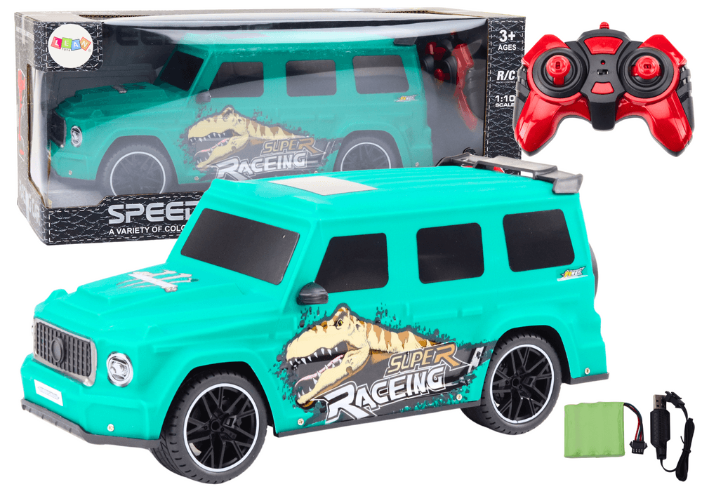LEAN TOYS RC Avto z dinozavrom 1:10, zeleni