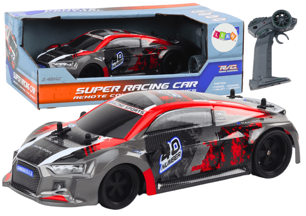 RC avto na daljinsko upravljanje LEAN TOYS 1:18, rdeč, gumijasta kolesa, drift