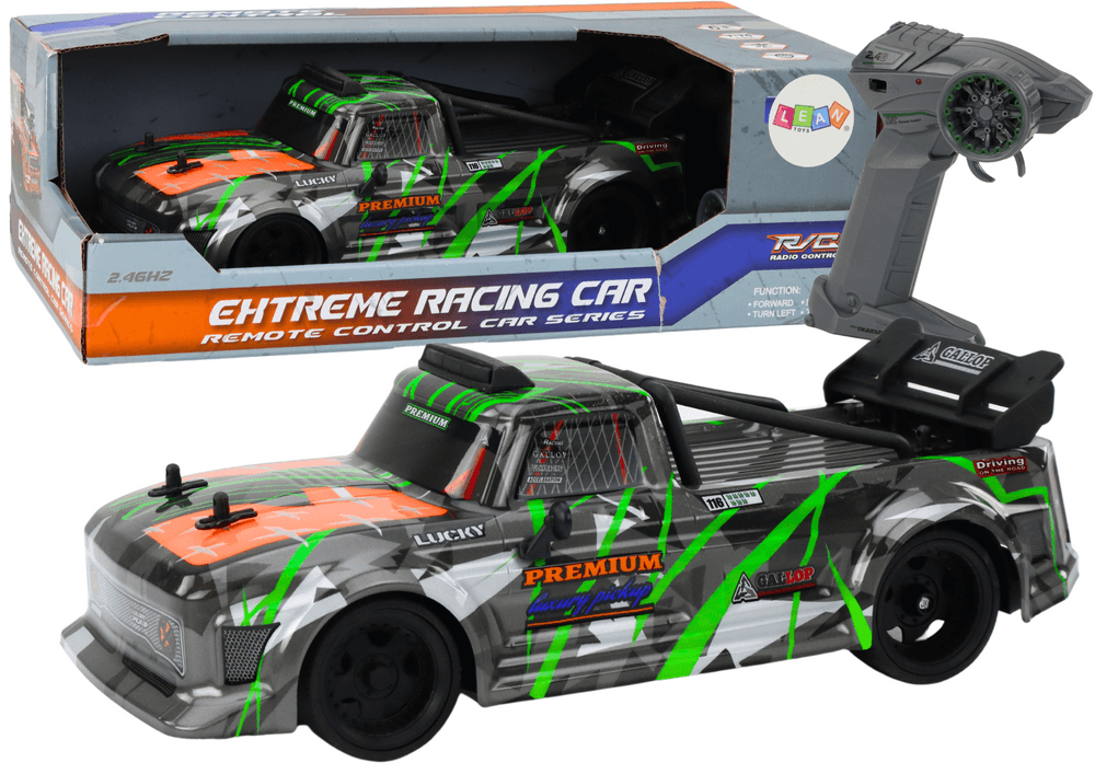 RC avto na daljinsko upravljanje LEAN TOYS 1:16, sivo-zelen, gumijasta kolesa, drift