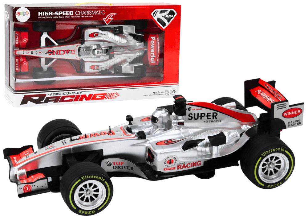RC športni avto LEAN TOYS 1:9, srebrn, z napajanjem, zvoki