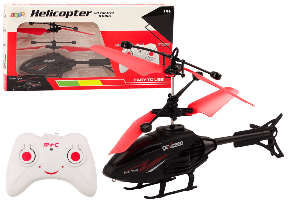 RC helikopter LEAN TOYS, žiroskop, rdeč