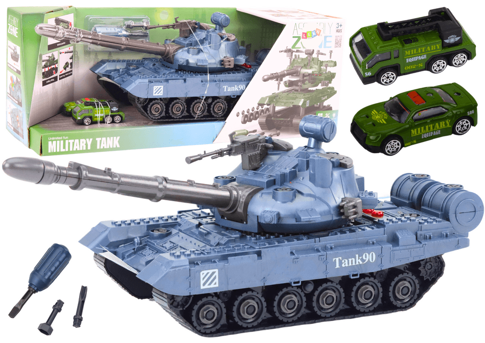 RC vojaški tank LEAN TOYS, temno zelen, zvoki, luči, DIY