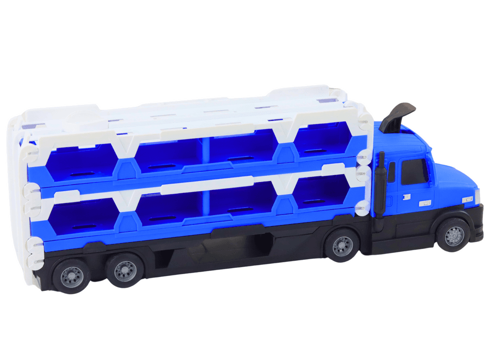 Lora + Dirkaška steza LEAN TOYS 2v1, modra, luči, zvoki, znaki, avtomobilčka 3