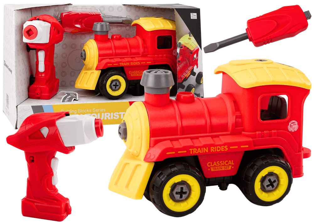 RC lokomotiva LEAN TOYS, rdeča, za sestavljanje, zvoki