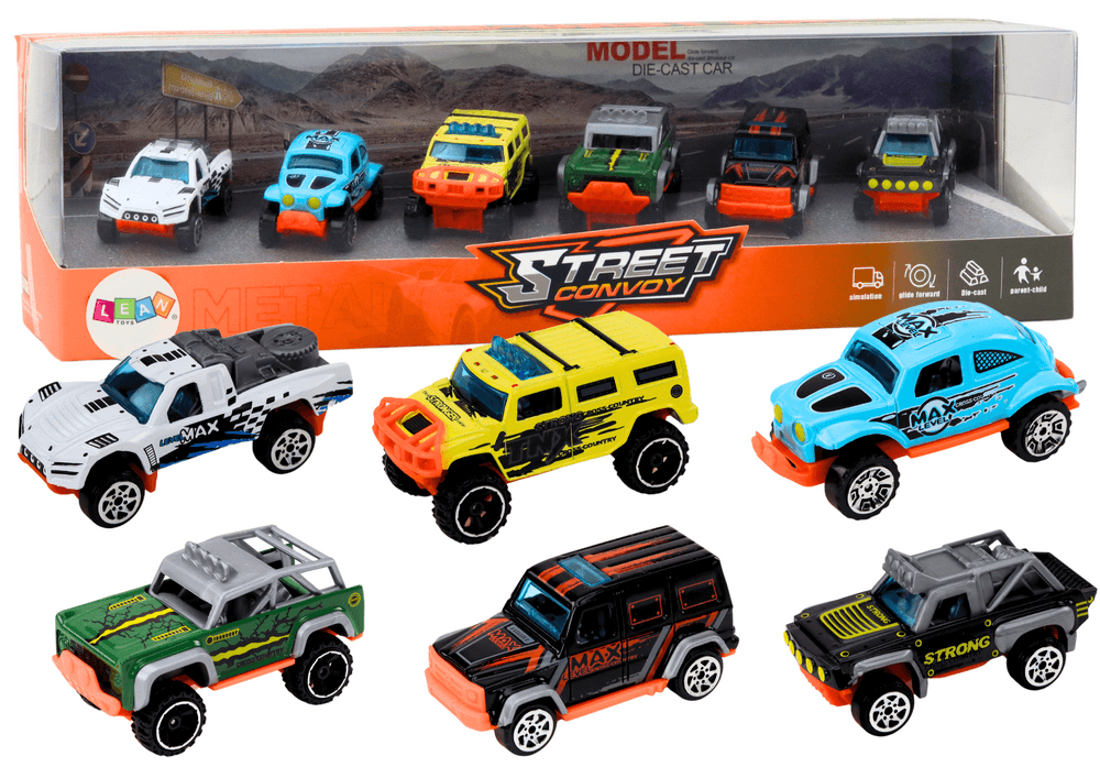 LEAN TOYS Set 6 kovinskih terenskih vozil 1:64