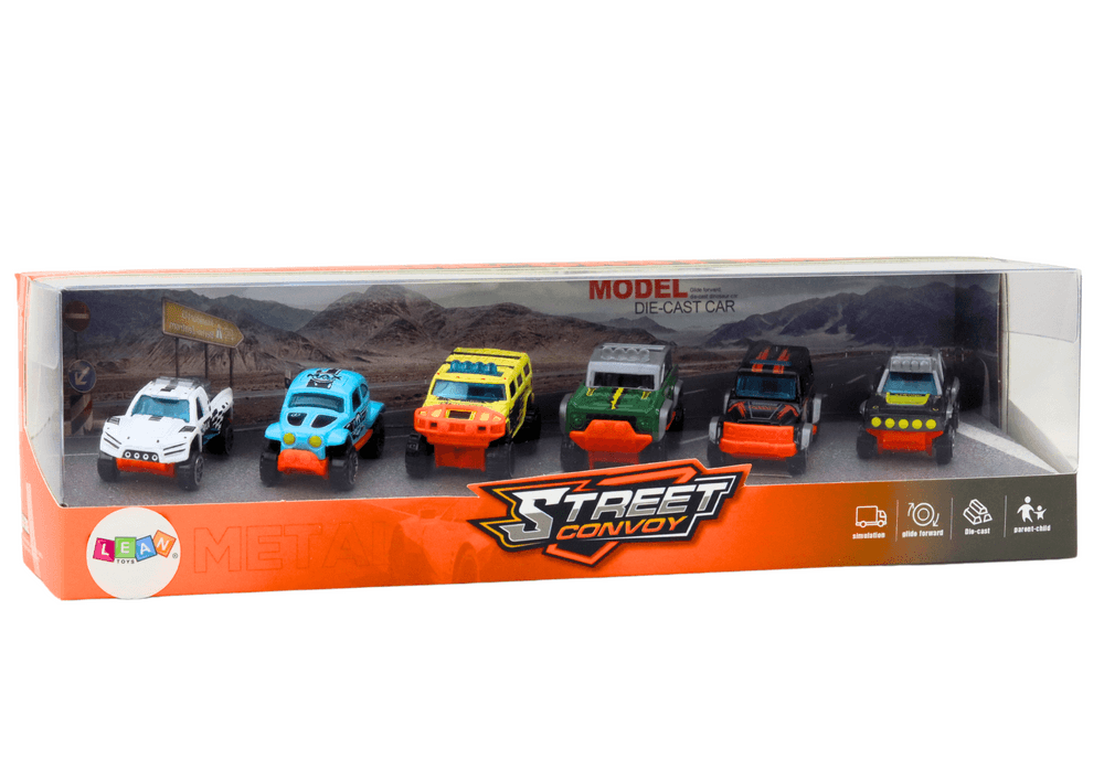 LEAN TOYS Set 6 kovinskih terenskih vozil 1:64 3