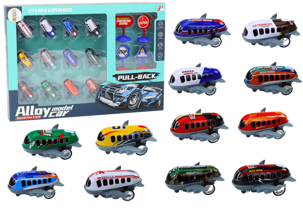 LEAN TOYS Set 12 letal z napajanjem 5 cm + znaki