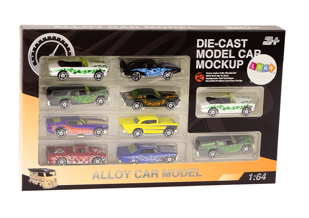 LEAN TOYS Set 10 kovinskih avtomobilov 1:64 'Plameni' 3