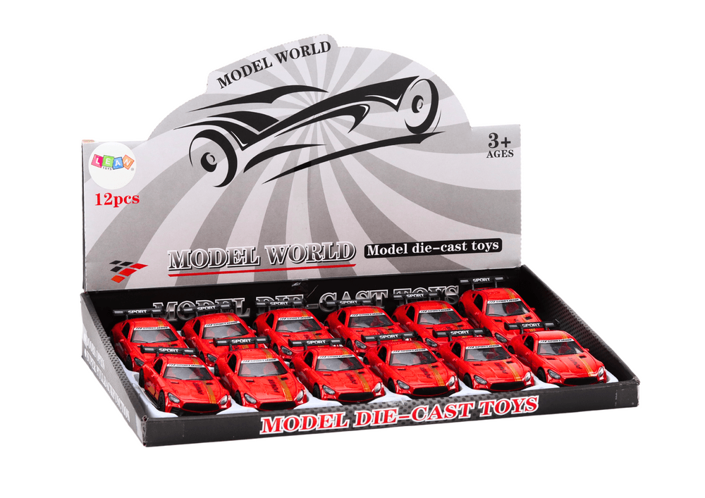 LEAN TOYS Športni avtomobil, 1:32, rdeč, kovinski, s spojlerjem 3
