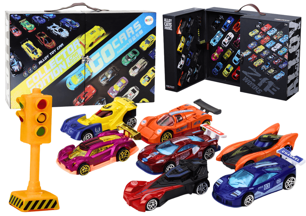 LEAN TOYS Set športnih avtomobilčkov v kovčku, 50 delov