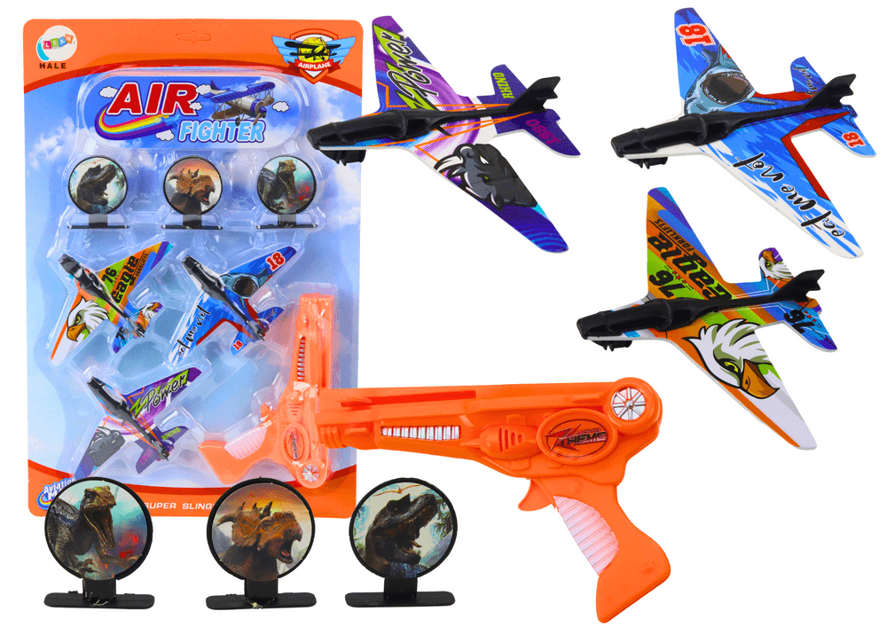 Pištola izstreljevalka letal LEAN TOYS, 3 letala, 3 tarče