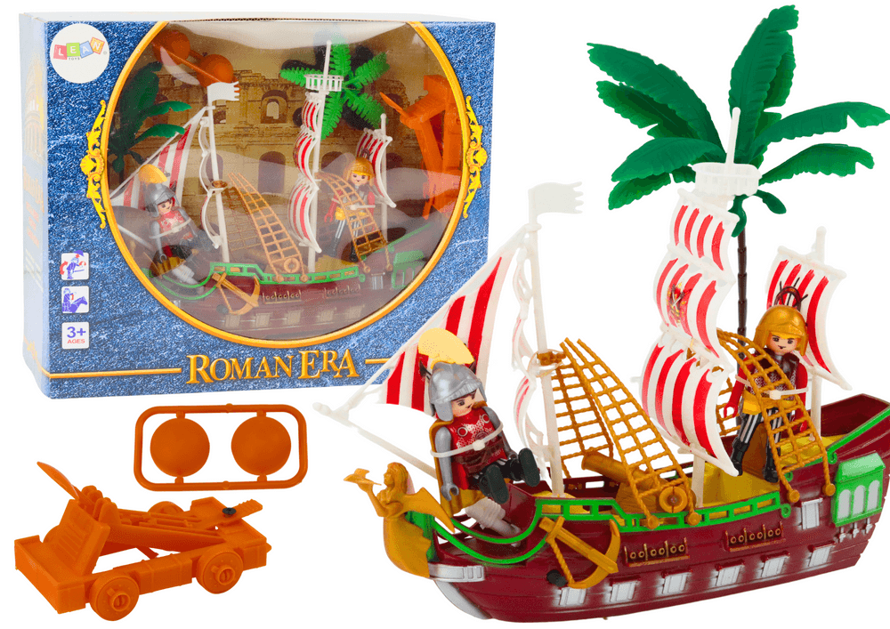 Rimski brod LEAN TOYS, svetla, zvoki, katapulta, palme