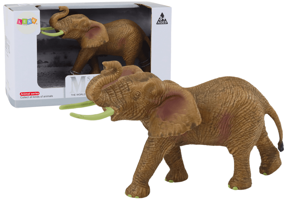 Kolekcionarska figurica afriškega slona z dvignjeno trobo LEAN TOYS