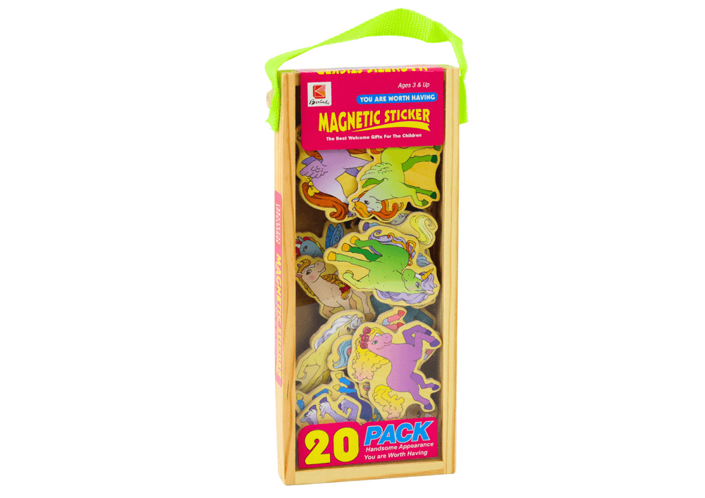 Leseni magneti LEAN TOYS, enorožci, pisani, 20 kosov 4