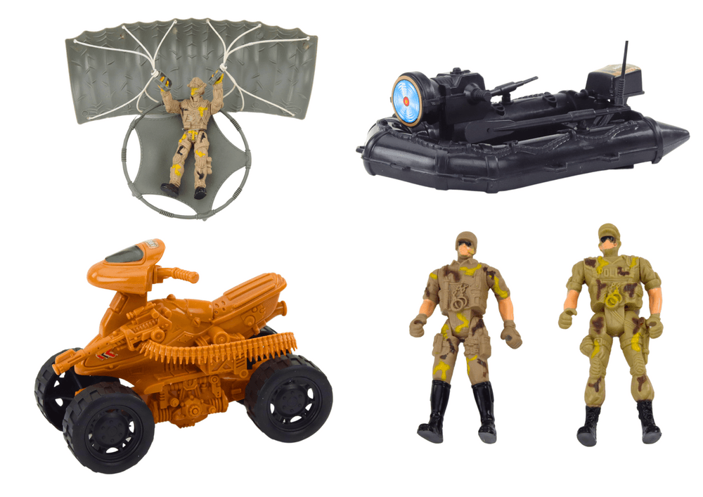 Vojaški set LEAN TOYS: tenk, helikopter, padalec, zvoki 4
