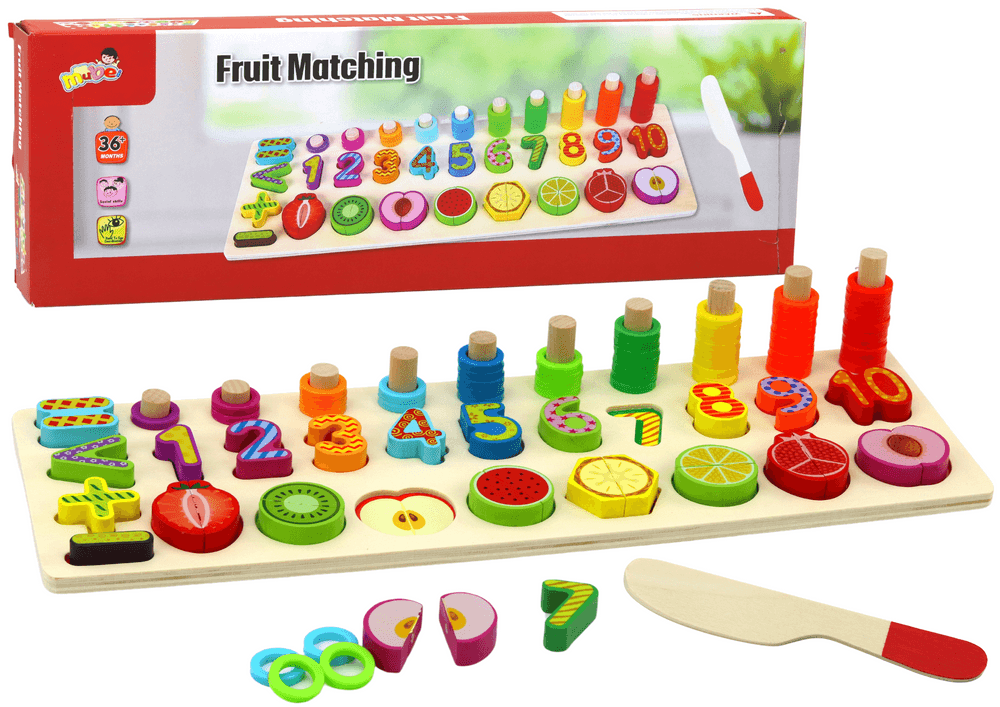 LEAN TOYS Leseni izobraževalni set Slikovni Sorter za učenje matematike z jagodami