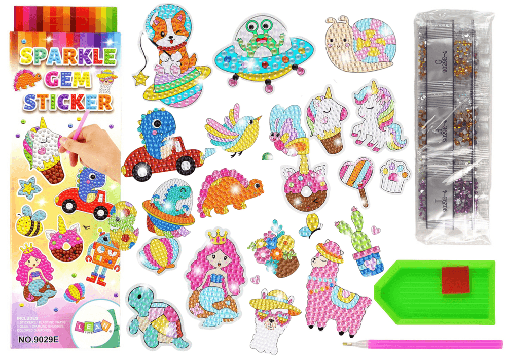 Nalepke za okraševanje z diamanti LEAN TOYS - diamanti, 6 motivov