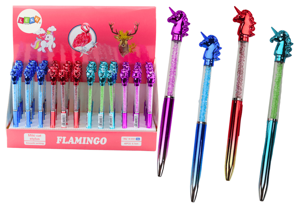 LEAN TOYS Pisalo z samorogom, diamanti, modri vložek 0,7mm, mix