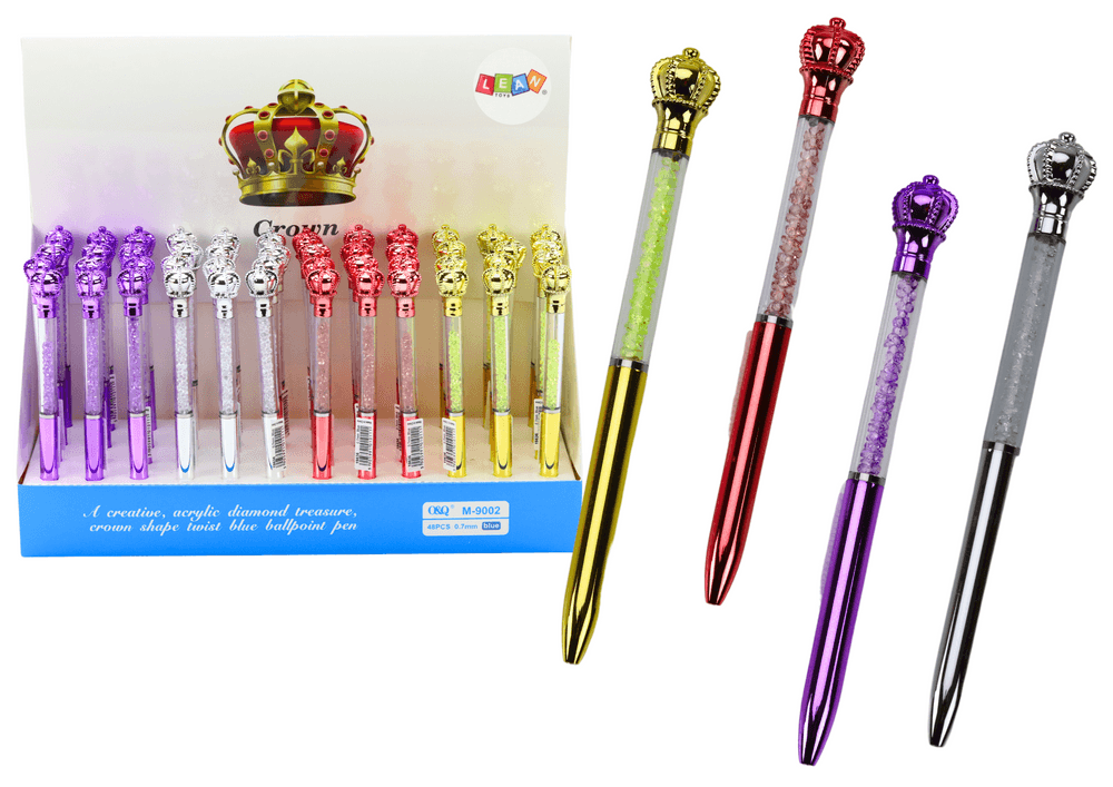 LEAN TOYS Pisalo s krono, diamanti, modri vložek 0,7mm, mix