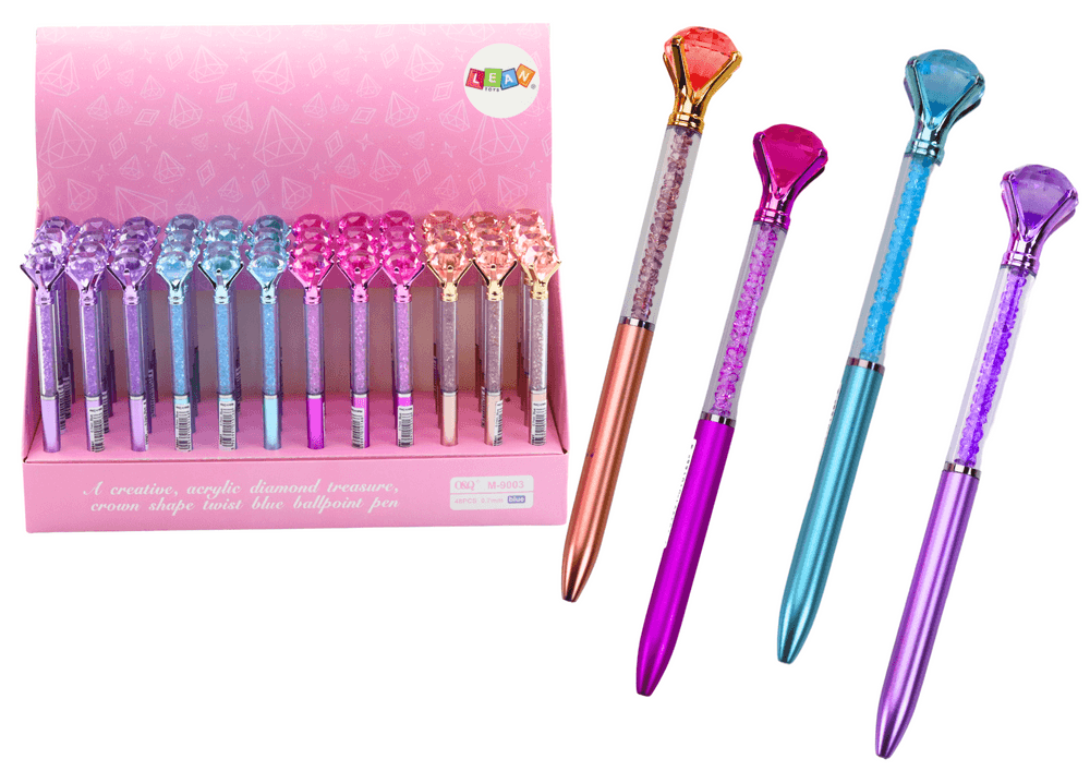LEAN TOYS Pisalo z diamantom, diamanti, modri vložek 0,7mm, mix