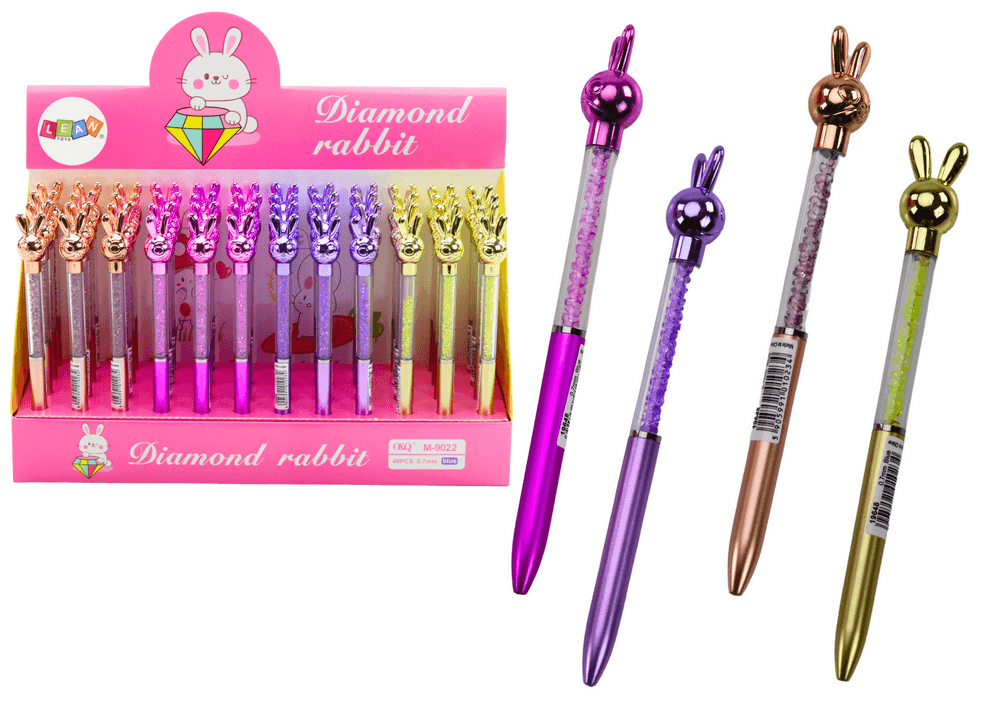 Długopis LEAN TOYS Z Zającem, Srebrni, Modri Vložek 0.7mm