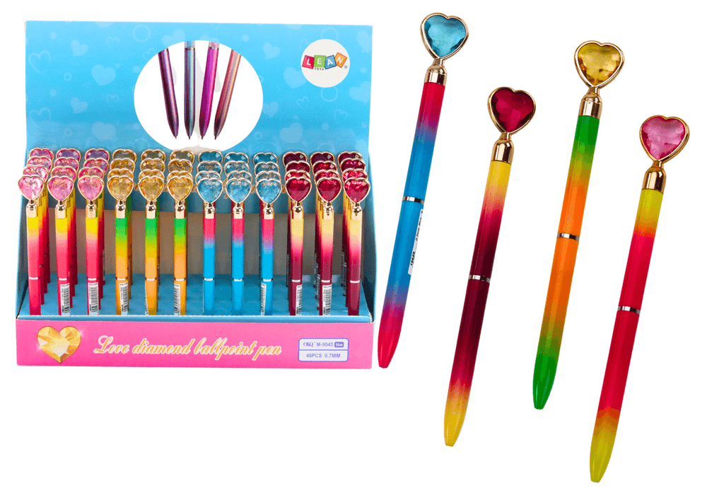 Długopis LEAN TOYS S Diamentem Serce, Modri Vložek 0.7mm