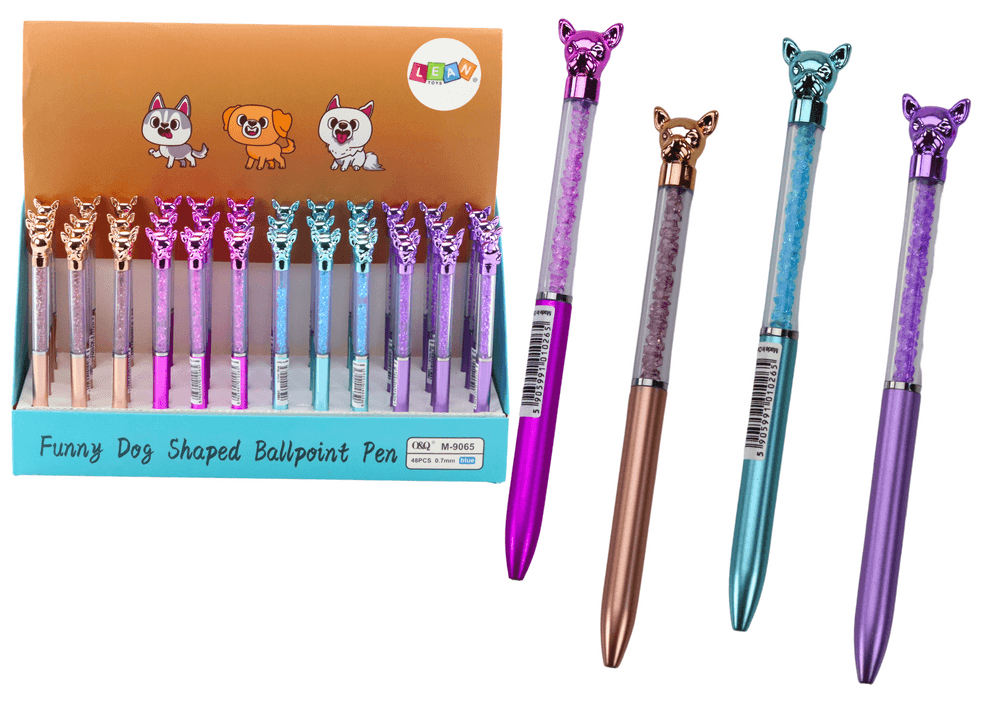 Długopis LEAN TOYS Z Pieskiem Diamenciki, Modri Vložek 0.7mm