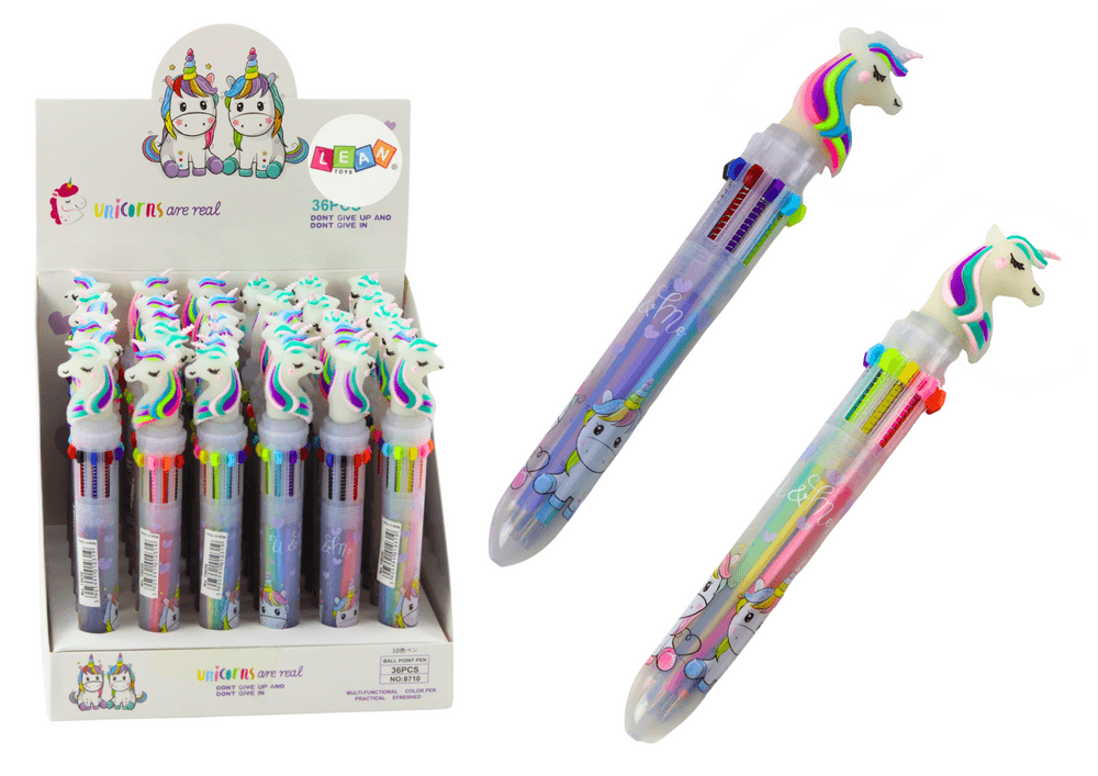 Długopis LEAN TOYS Jednorożec, 10 Barv, Avtomatski