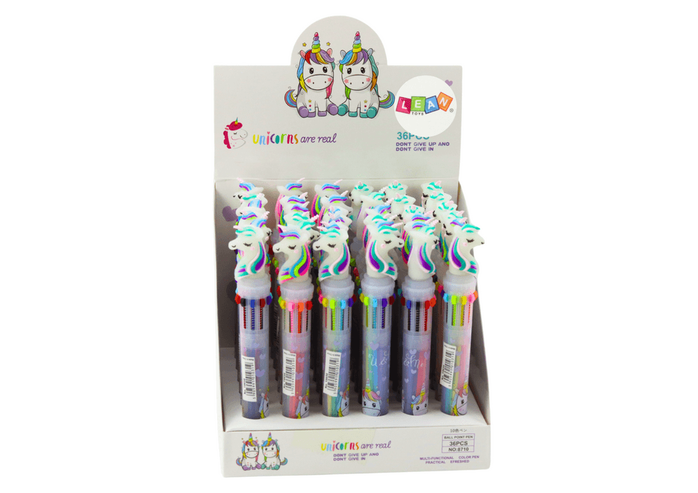 Długopis LEAN TOYS Jednorożec, 10 Barv, Avtomatski 4