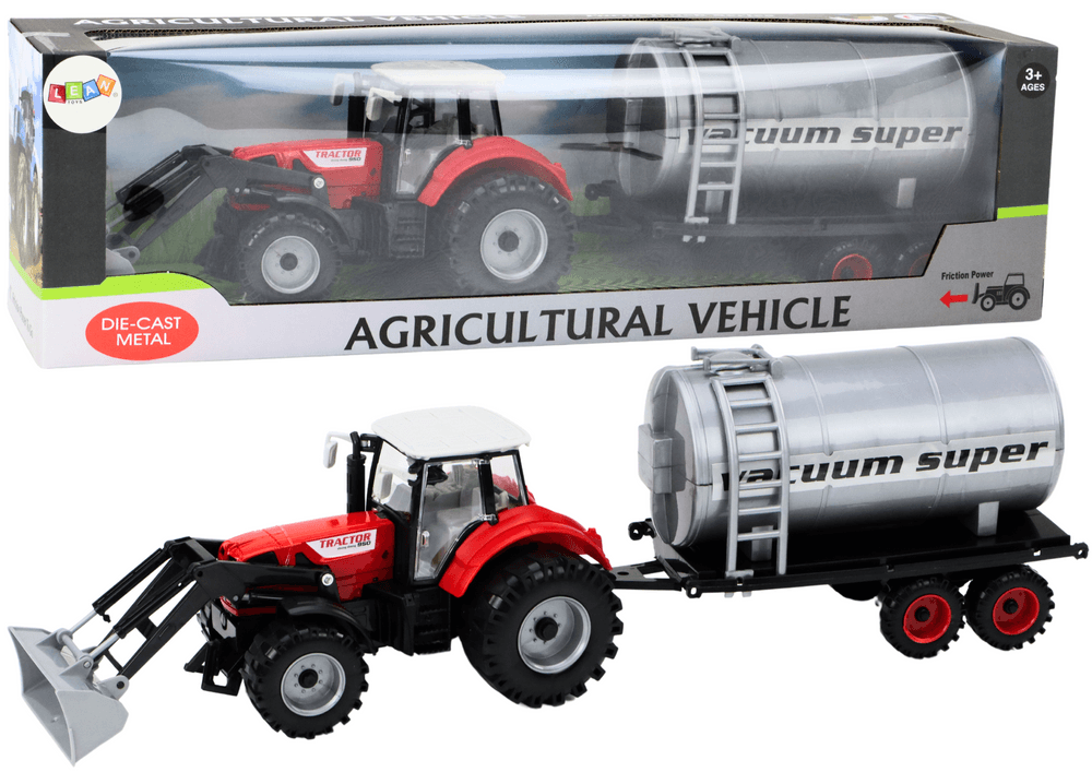 Traktor Rolniczy LEAN TOYS Koparka z Cysterną, Rdeč