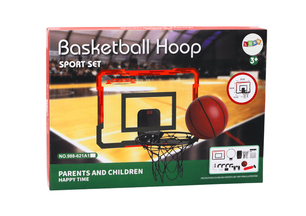 LEAN TOYS koš za košarko za otroke s tablo, števcem in žogo 4
