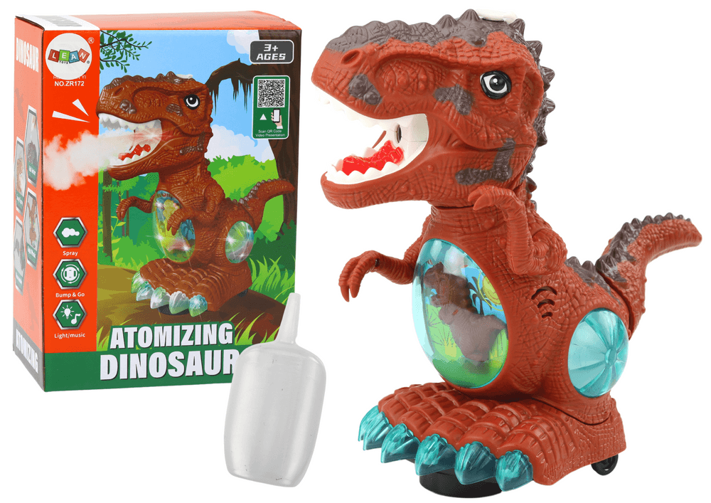 Plesoči Dinozaver z LED Lučkami, Zvoki in Senzorjem za Ovire (Rjavi)