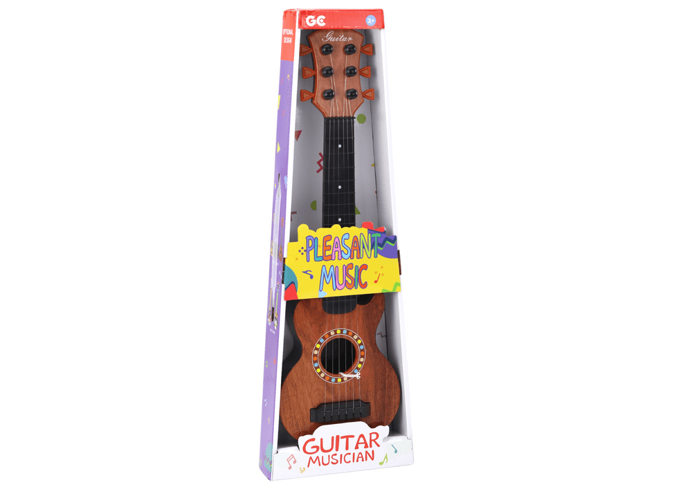 Lesena otroška kitara LEAN TOYS, rjava, s srčkom 4