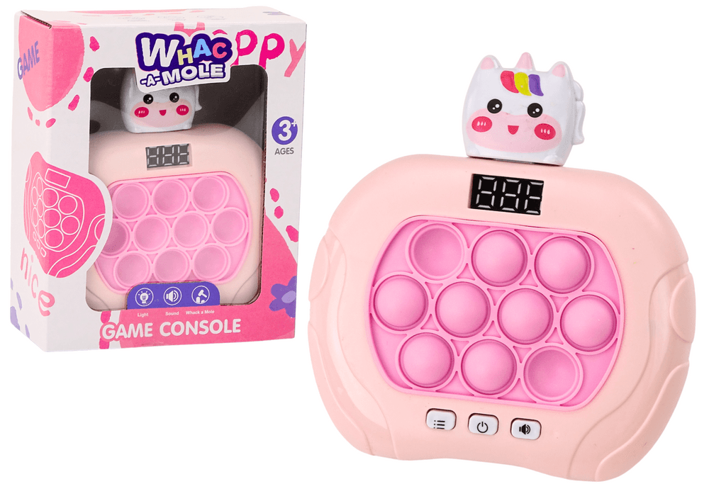 Sensoryčna igra Pop-It z enorožcem LEAN TOYS - svetloba in zvok, roza