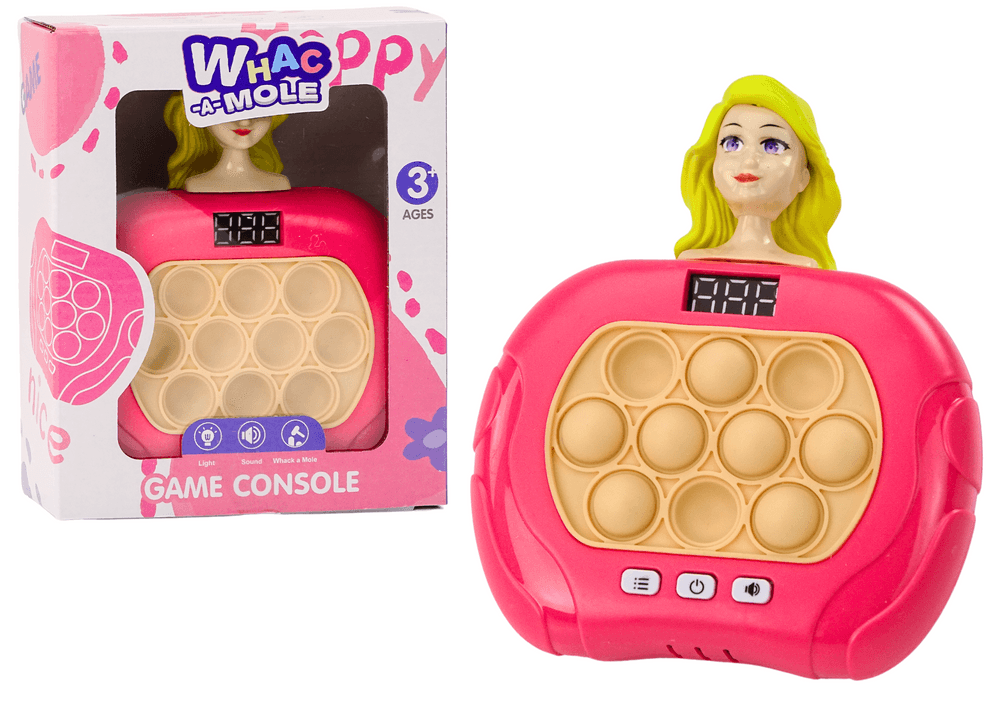 Sensoryčna igra Pop-It z lutko LEAN TOYS - svetloba in zvok, roza