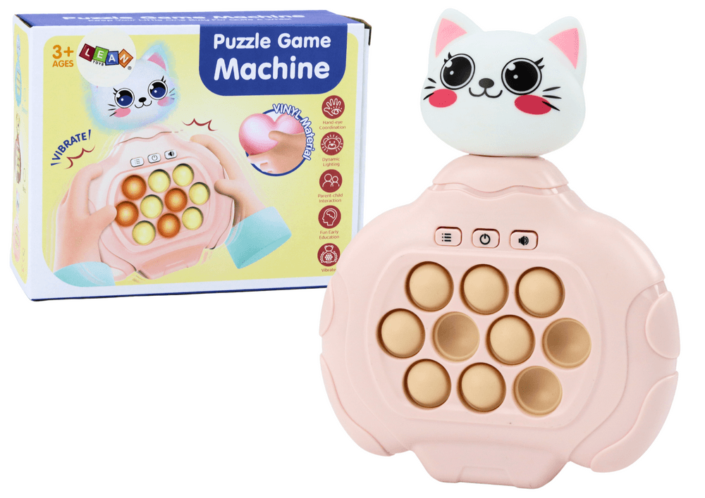 Sensoryčna igra Pop-It z muciko LEAN TOYS - vibracije, roza