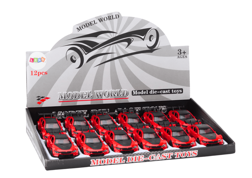 Športni avtomobil LEAN TOYS 1:32, rdeč, s trenjem, kovinski 3