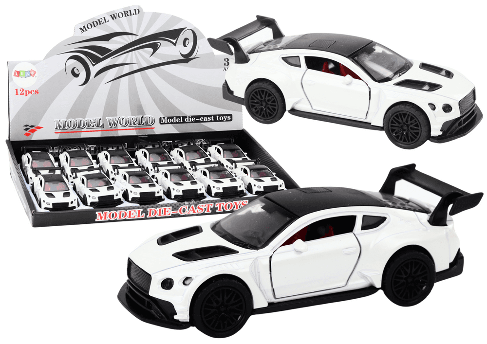 Športni avtomobil LEAN TOYS 1:32, biserno bela, s trenjem, kovinski