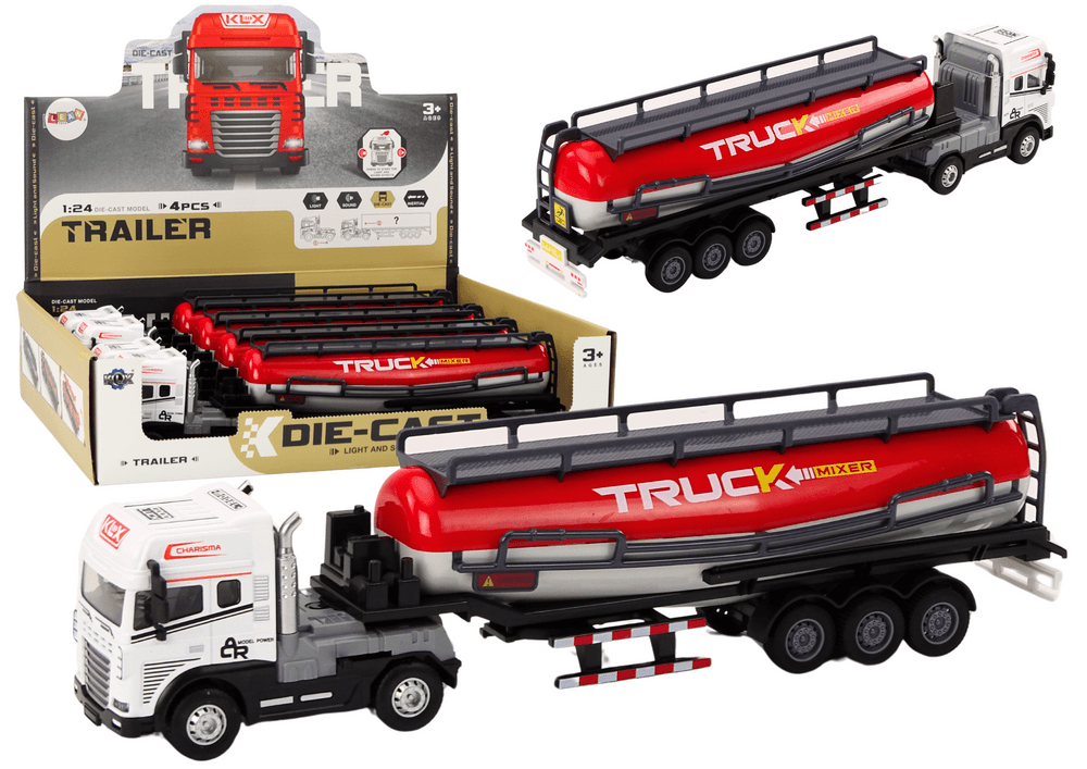 Tovornjak LEAN TOYS s prikolico cisterno, TIR, 1:24, luči, zvoki