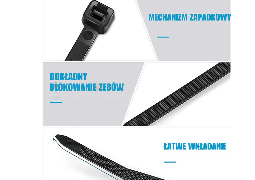 Pripomoček za kabelske vezi LEAN, črn, 120 x 2,5 mm, 100 kosov 3