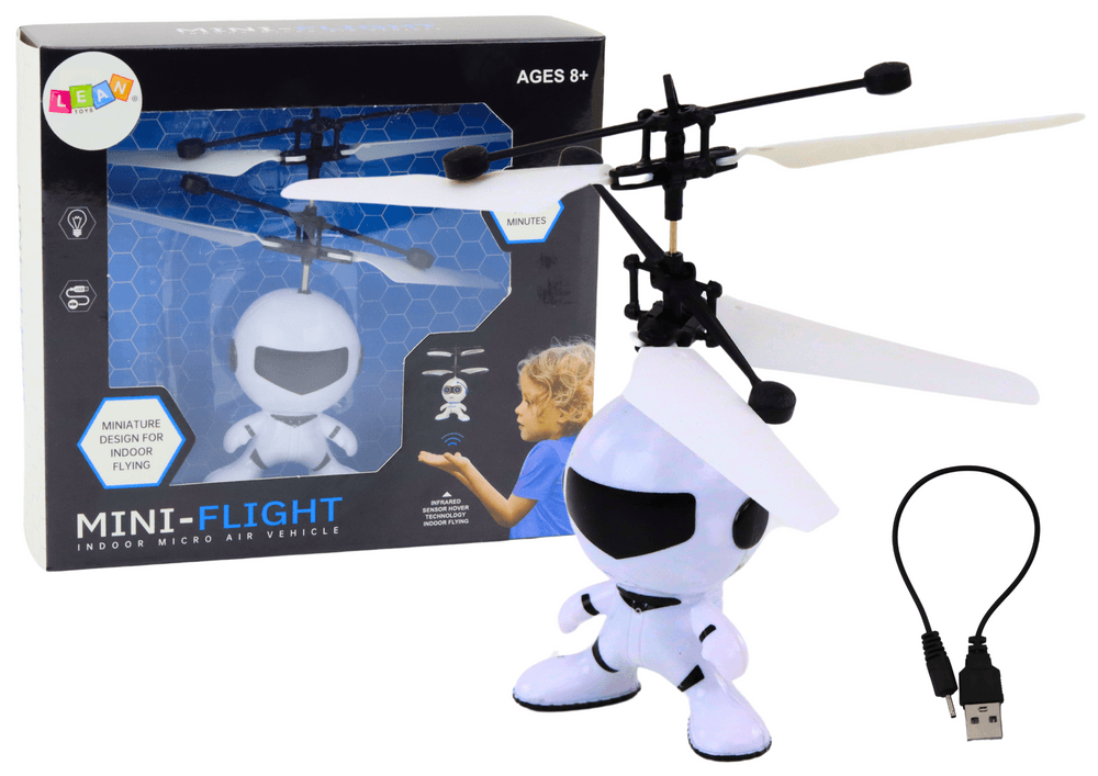 LEAN TOYS Letači astronaut, upravljanje z roko, beli dron