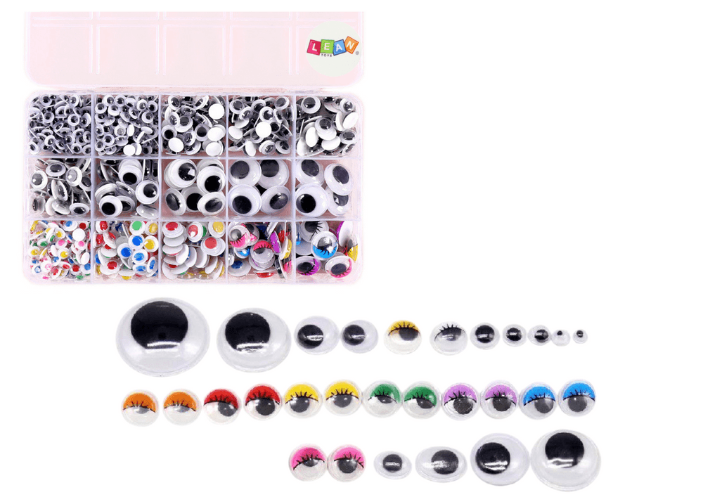 LEAN TOYS Komplet samolepilnih gibljivih očesc, pisane, organizator 750 kos.