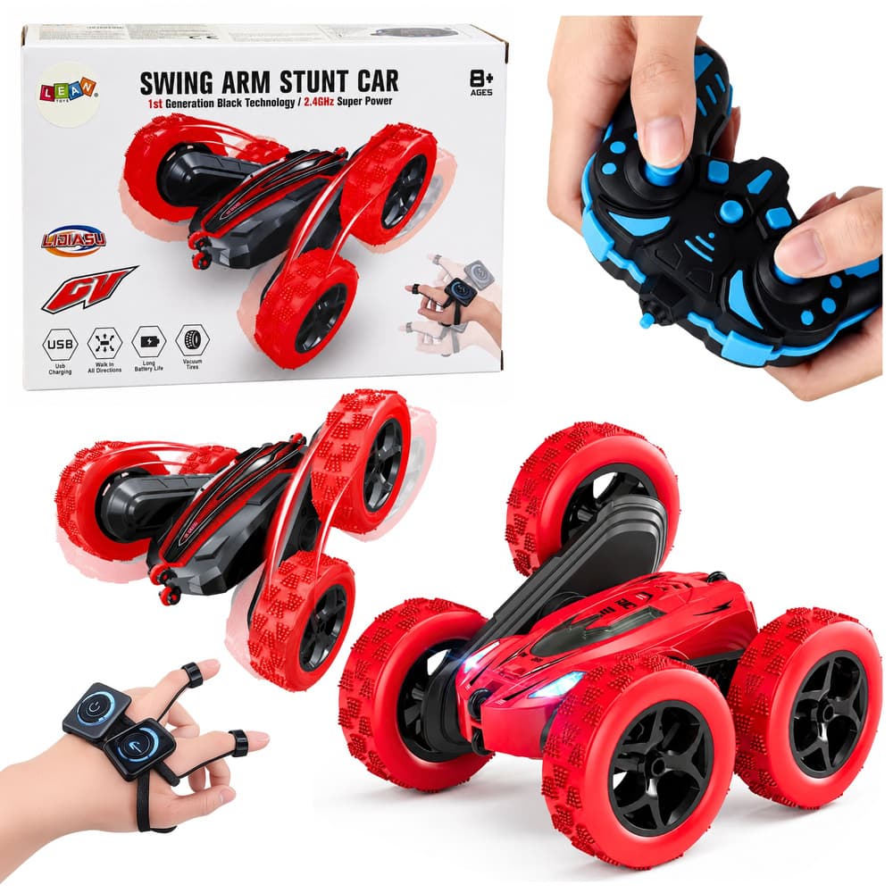 LEAN TOYS RC avto kaskader, 360° upravljanje z gestami, rdeč