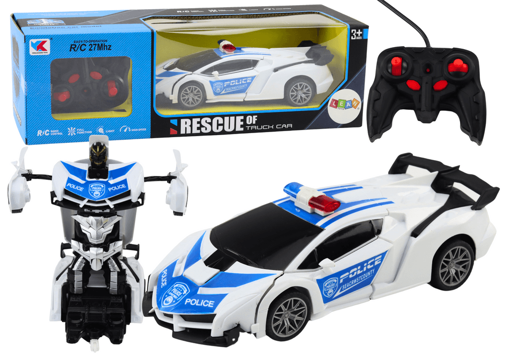 LEAN TOYS Policijski avto RC 2v1 robot, z zvoki in lučmi