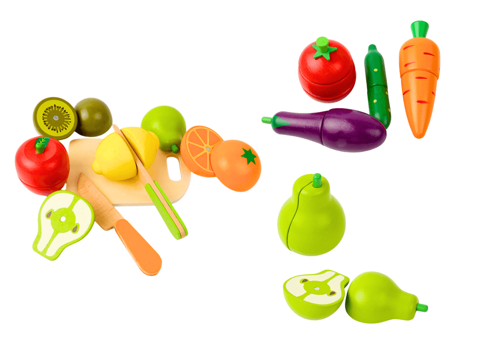 LEAN TOYS Leseno sadje in zelenjava v nabiralniku z magneti, kuhinja 3