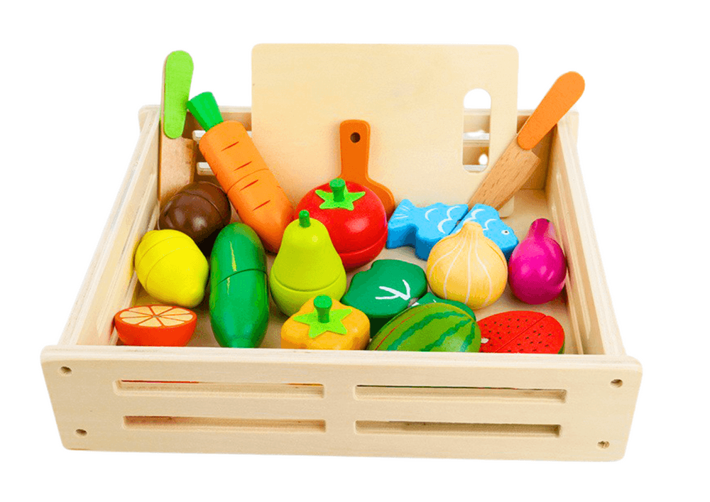 LEAN TOYS Leseno sadje in zelenjava v nabiralniku z magneti, kuhinja 2