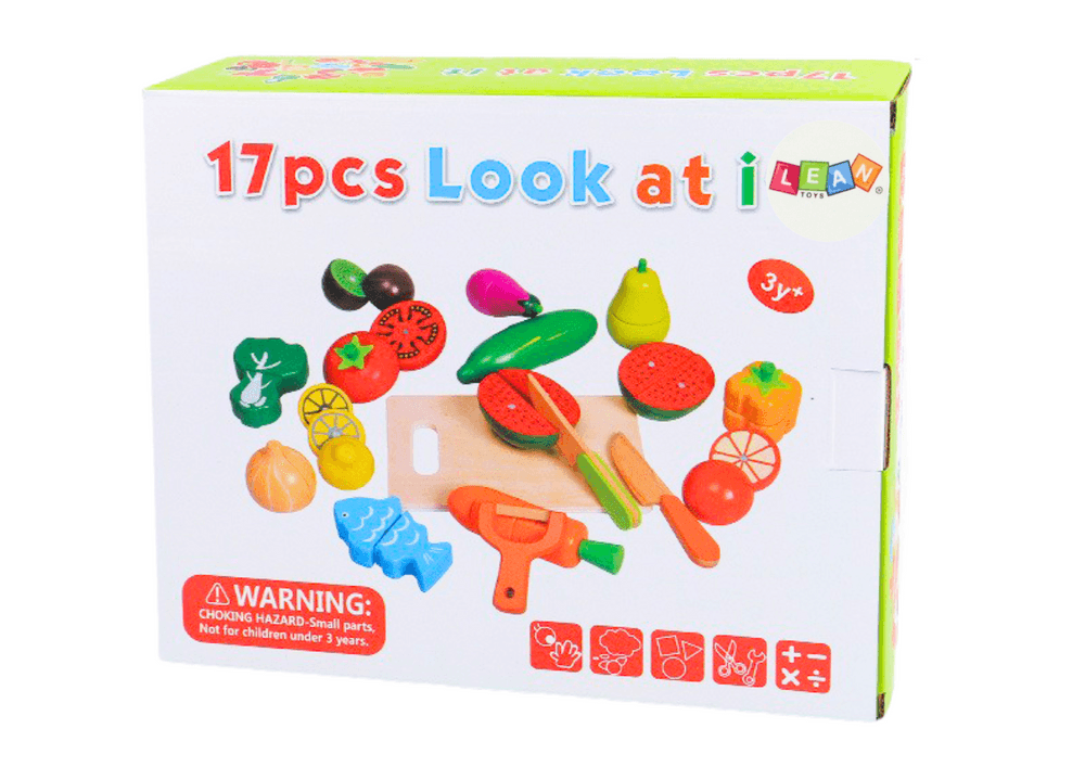 LEAN TOYS Leseno sadje in zelenjava v nabiralniku z magneti, kuhinja 4