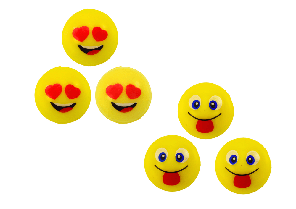 LEAN TOYS Emoji gumijaste žogice, rumene, 6 kosov 2