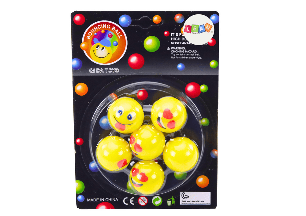 LEAN TOYS Emoji gumijaste žogice, rumene, 6 kosov 3